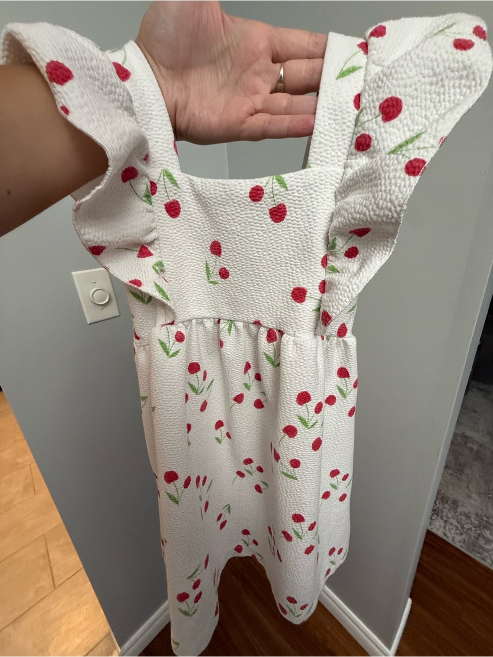 ZARA Girls’ White Dress with Red Cherry Print US 5/6